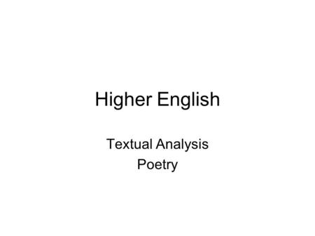 Textual Analysis Poetry