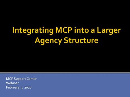 MCP Support Center Webinar February 3, 2010. Over 15 years experience in youth development including: VP of Training and Technical Assistance for MENTOR.