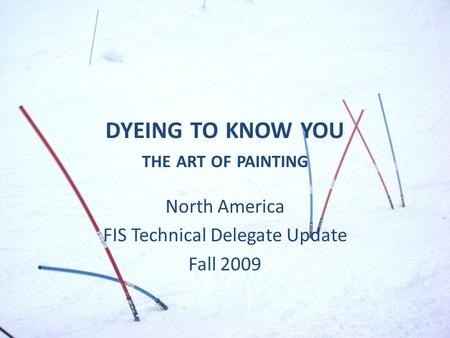 DYEING TO KNOW YOU THE ART OF PAINTING North America FIS Technical Delegate Update Fall 2009.