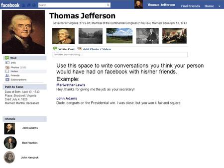 Friends Path to Fame Thomas Jefferson Thomas Jefferson