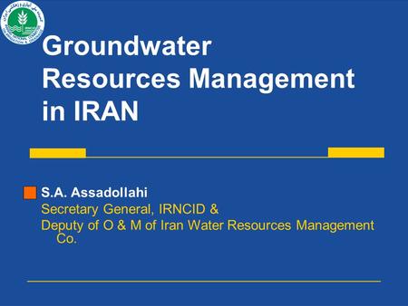 Groundwater Resources Management in IRAN