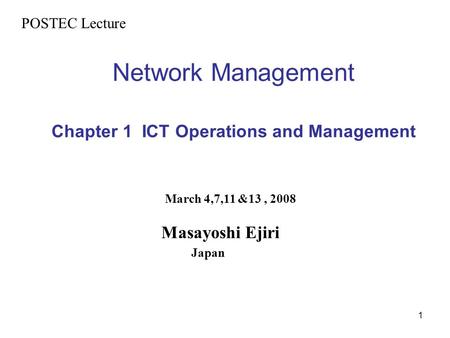 Network Management Chapter 1 ICT Operations and Management