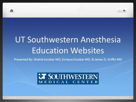 UT Southwestern Anesthesia Education Websites
