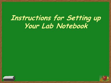 Instructions for Setting up Your Lab Notebook