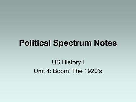 Political Spectrum Notes