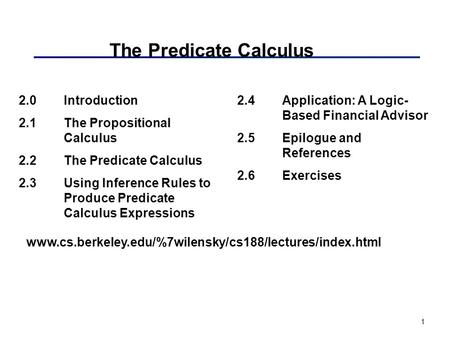 The Predicate Calculus