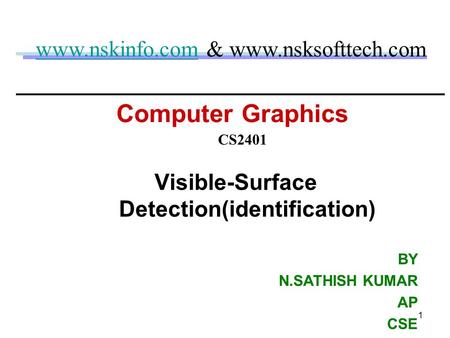 Visible-Surface Detection(identification)
