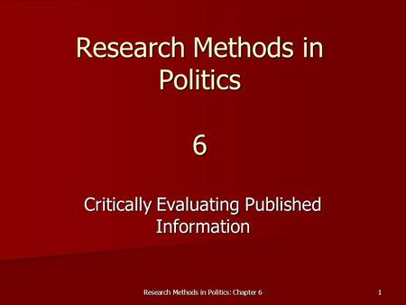 Research Methods in Politics 6