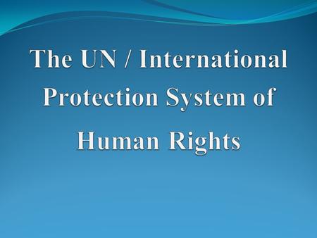 The UN / International Protection System of Human Rights