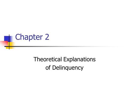 Theoretical Explanations of Delinquency