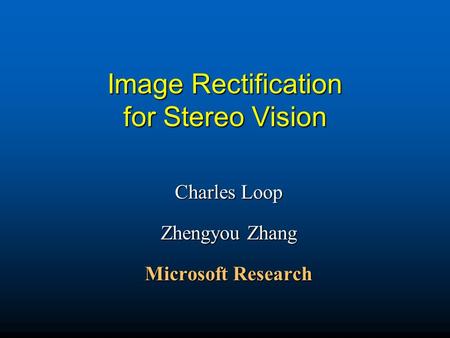 Image Rectification for Stereo Vision