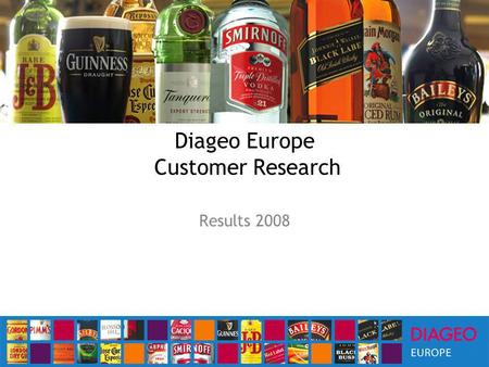 Diageo Europe Customer Research Results 2008. Executive Summary RD is seen as a business priority and reputation enhancing activity for most Majority.