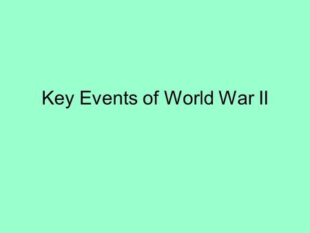 Key Events of World War II