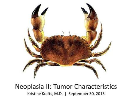 Neoplasia II: Tumor Characteristics
