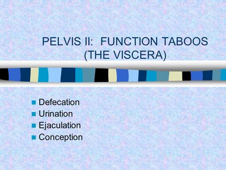 PELVIS II: FUNCTION TABOOS (THE VISCERA)