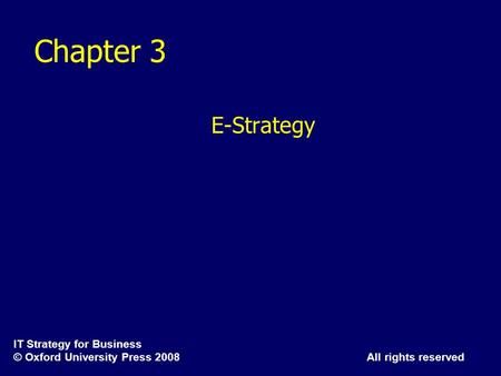 Chapter 3 E-Strategy.