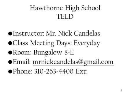 Hawthorne High School TELD