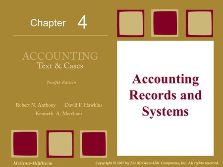 Accounting Records and Systems