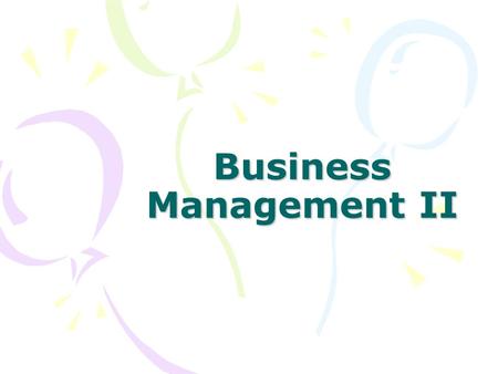 Business Management II