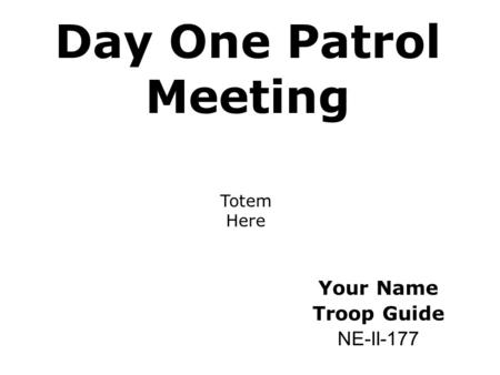 Your Name Troop Guide NE-II-177