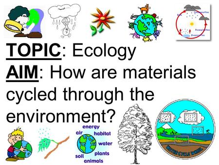 TOPIC: Ecology AIM: How are materials cycled through the environment?