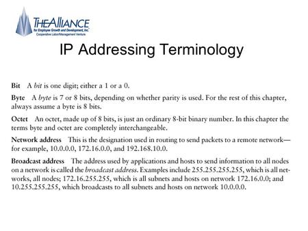 IP Addressing Terminology