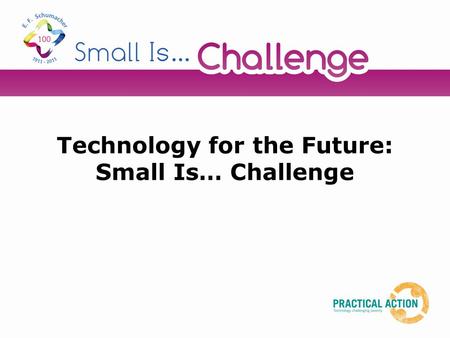 Technology for the Future: Small Is… Challenge. Starter activity In small groups, mind map as many new inventions/products that you can think of from.