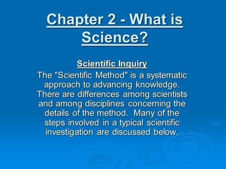 Chapter 2 - What is Science?