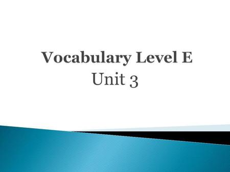 Vocabulary Level E Unit 3.