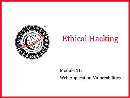 Module XII Web Application Vulnerabilities