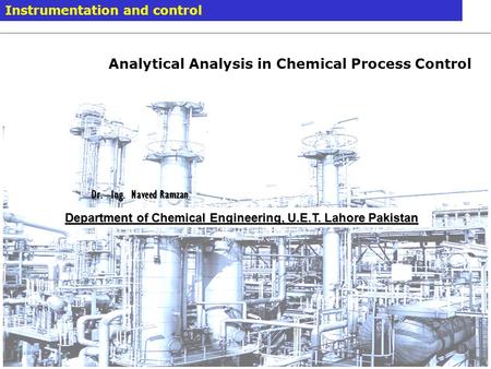 Analytical Analysis in Chemical Process Control
