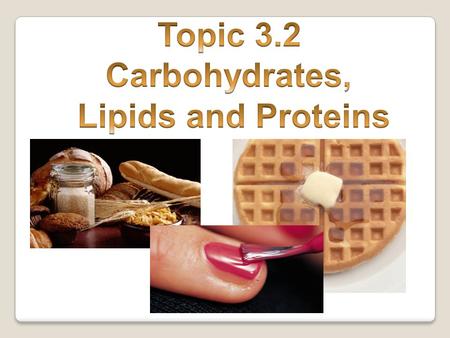 Topic 3.2 Carbohydrates, Lipids and Proteins.
