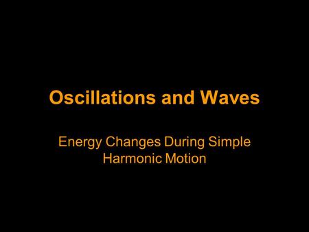 Oscillations and Waves Energy Changes During Simple Harmonic Motion.