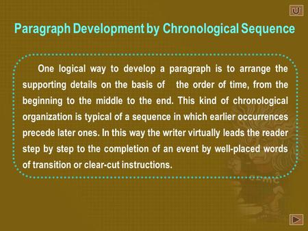 Paragraph Development by Chronological Sequence