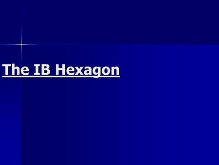 The IB Hexagon. Group 1 Language A Language A The primary language of the country The primary language of the country 45 languages available 45 languages.