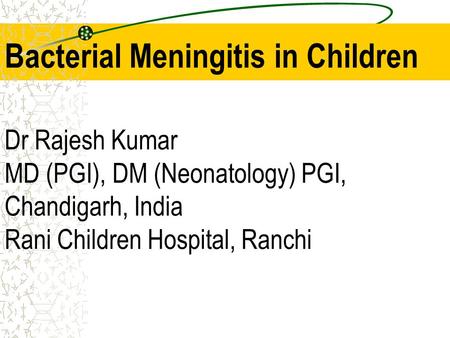 Bacterial Meningitis in Children