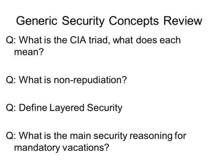 Generic Security Concepts Review