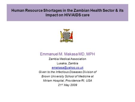 Emmanuel M. Makasa MD, MPH