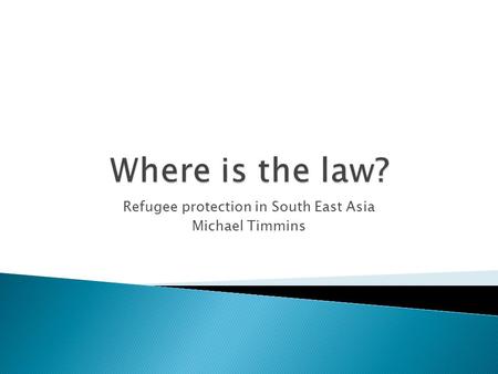 Refugee protection in South East Asia Michael Timmins.