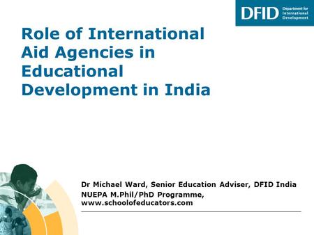 Role of International Aid Agencies in Educational Development in India