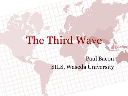 Paul Bacon SILS, Waseda University