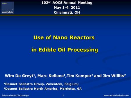 Use of Nano Reactors in Edible Oil Processing