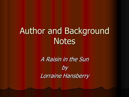 Author and Background Notes
