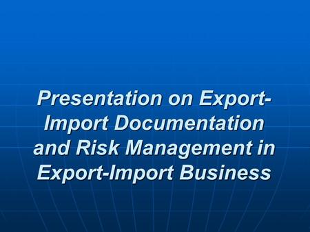 Role of Export Documentation