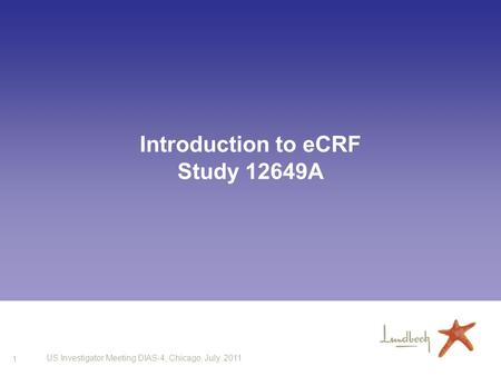 Introduction to eCRF Study 12649A
