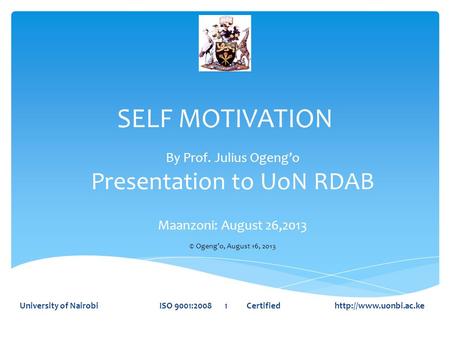 Presentation to UoN RDAB