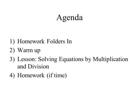 Agenda Homework Folders In Warm up
