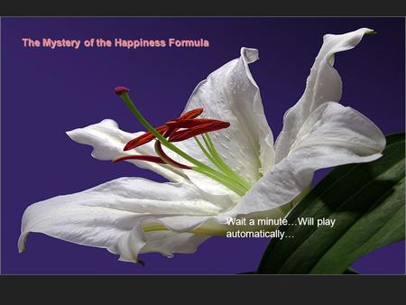 The Mystery of the Happiness Formula Wait a minute…Will play automatically…