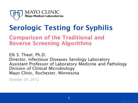 Serologic Testing for Syphilis