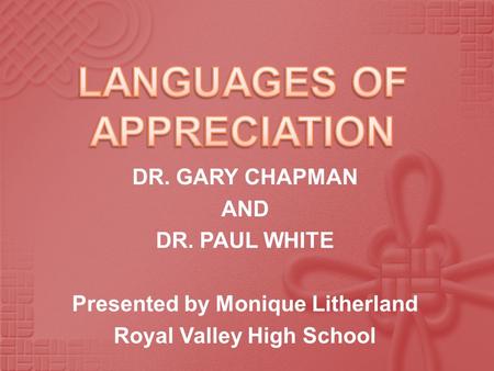 LANGUAGES OF APPRECIATION